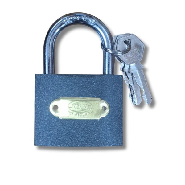 Black Iron Padlock 50MM Strong, rust-resistant padlock with a hardened steel shackle and secure locking mechanism, perfect for gates, lockers, and outdoor storage