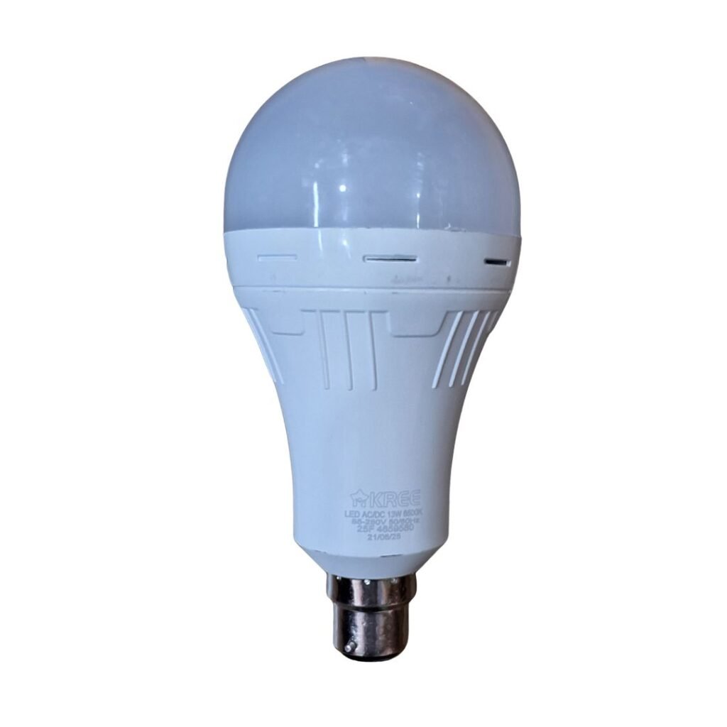Kree 15watt IPS Backup Led Bulb with built-in battery for emergency lighting" "Rechargeable 15W LED bulb by Kree with IPS technology and B22 base" "Kree IPS 15W LED bulb offering up to 4 hours of backup light during power cuts" "Energy-efficient Kree 15W emergency LED bulb with automatic backup function" "Kree 15-watt IPS LED bulb for home and office use during outages"